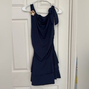 Elegant Navy Blue Sleeveless Dress